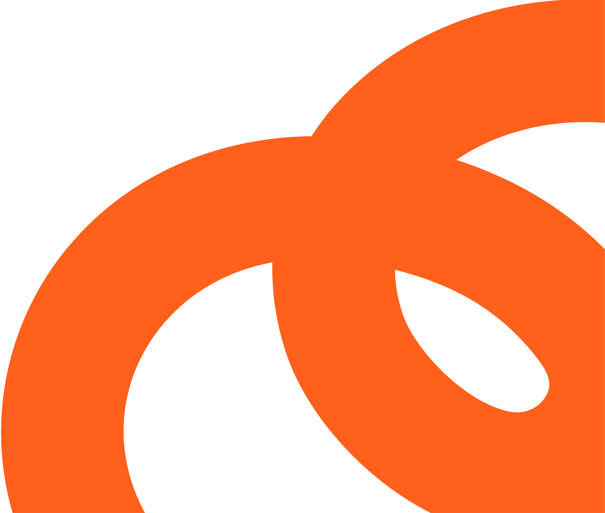 Logo orange avec un motif courbe stylisé et un œil noir.