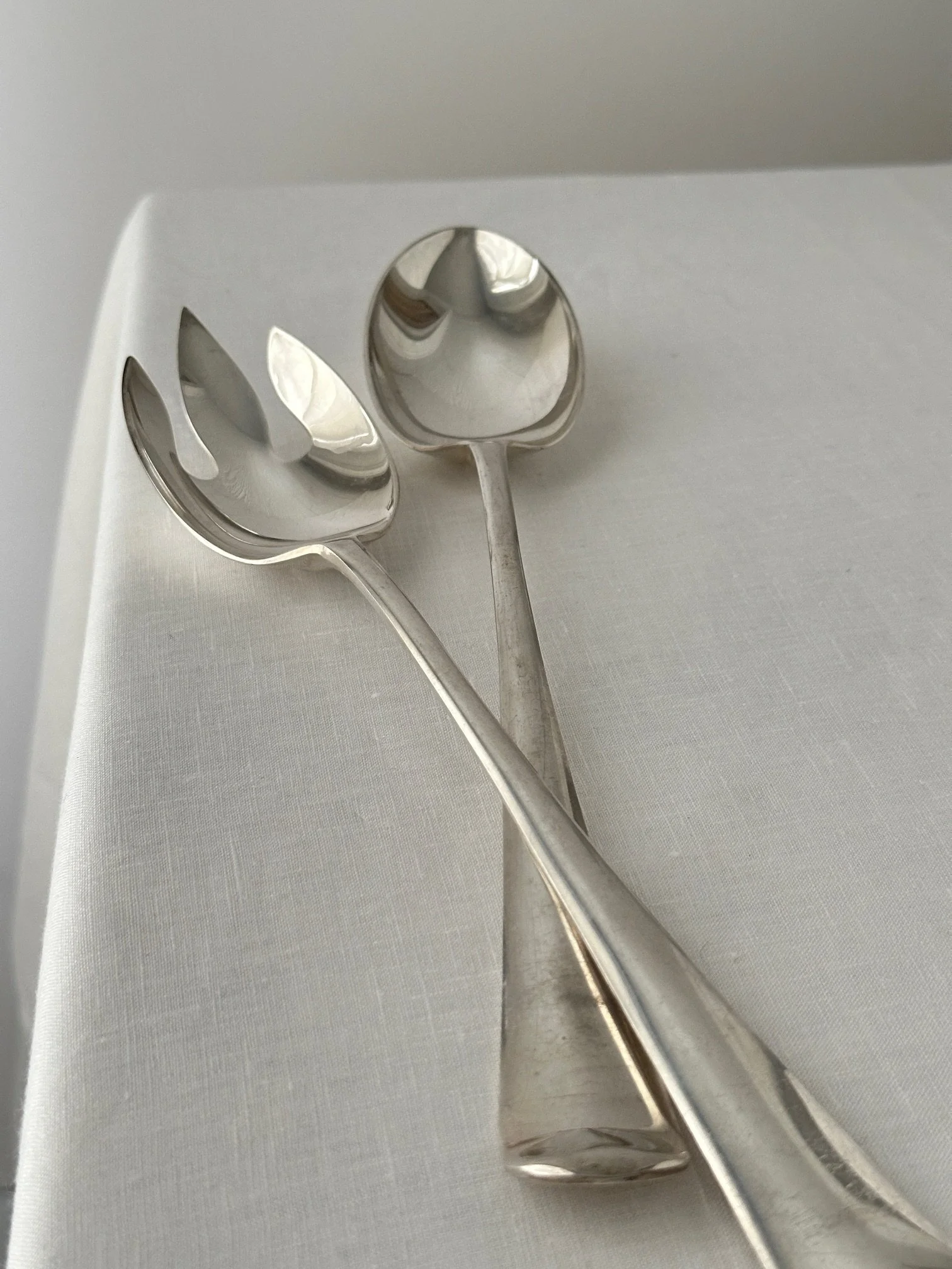 Pair of large silver plated serving utensils