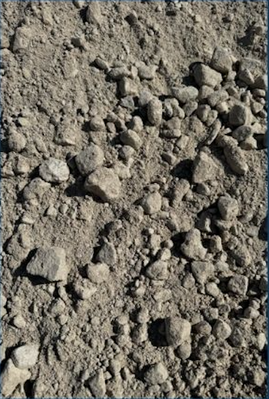 Close-up of dirt and small rocks on the ground.