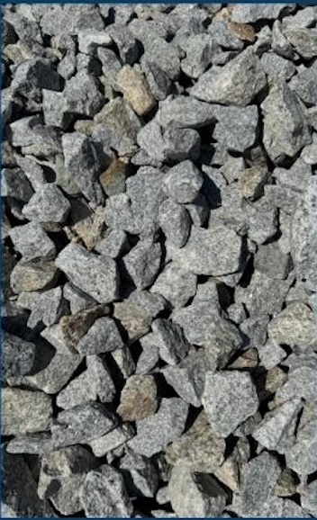 Close-up of gray gravel stones on the ground.