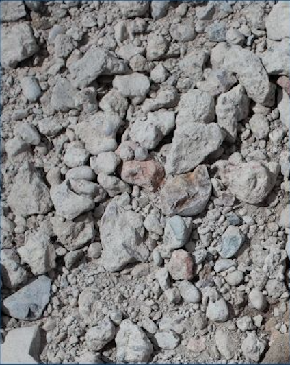 Close-up of loose gravel and small rocks on the ground.