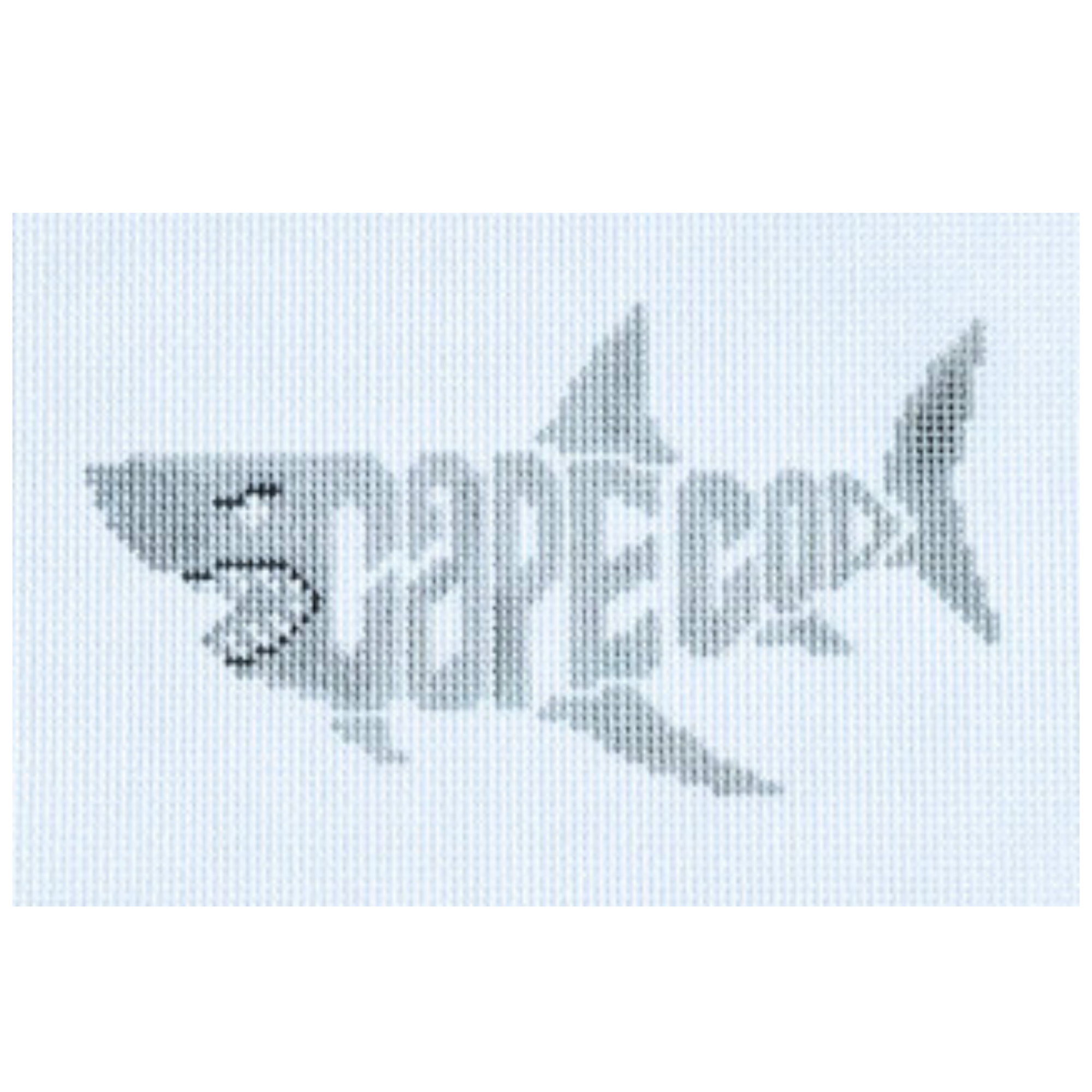 Needlepoint design of shark with the word Cape Cod stitched into its body