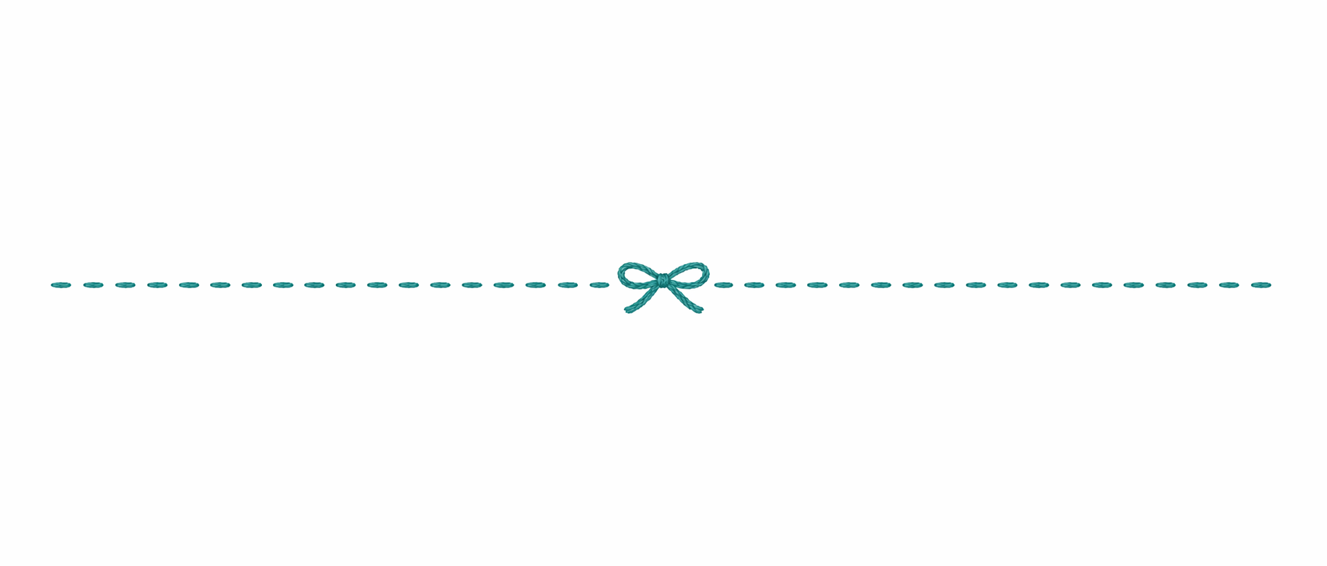 Teal decorative string with bow centered on a white background.
