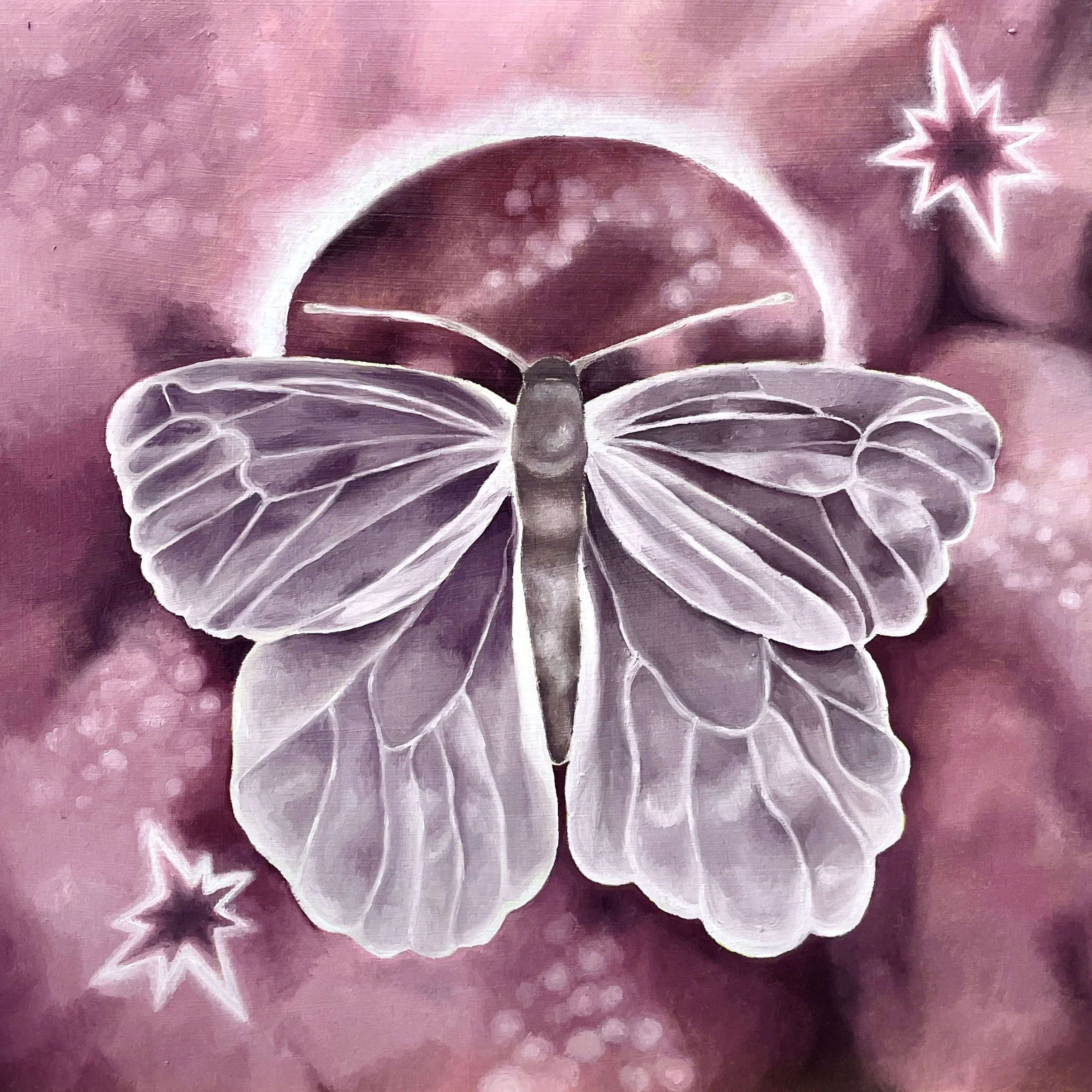 untitled (butterfly), 40 cm x 40 cm, oil on mdf board