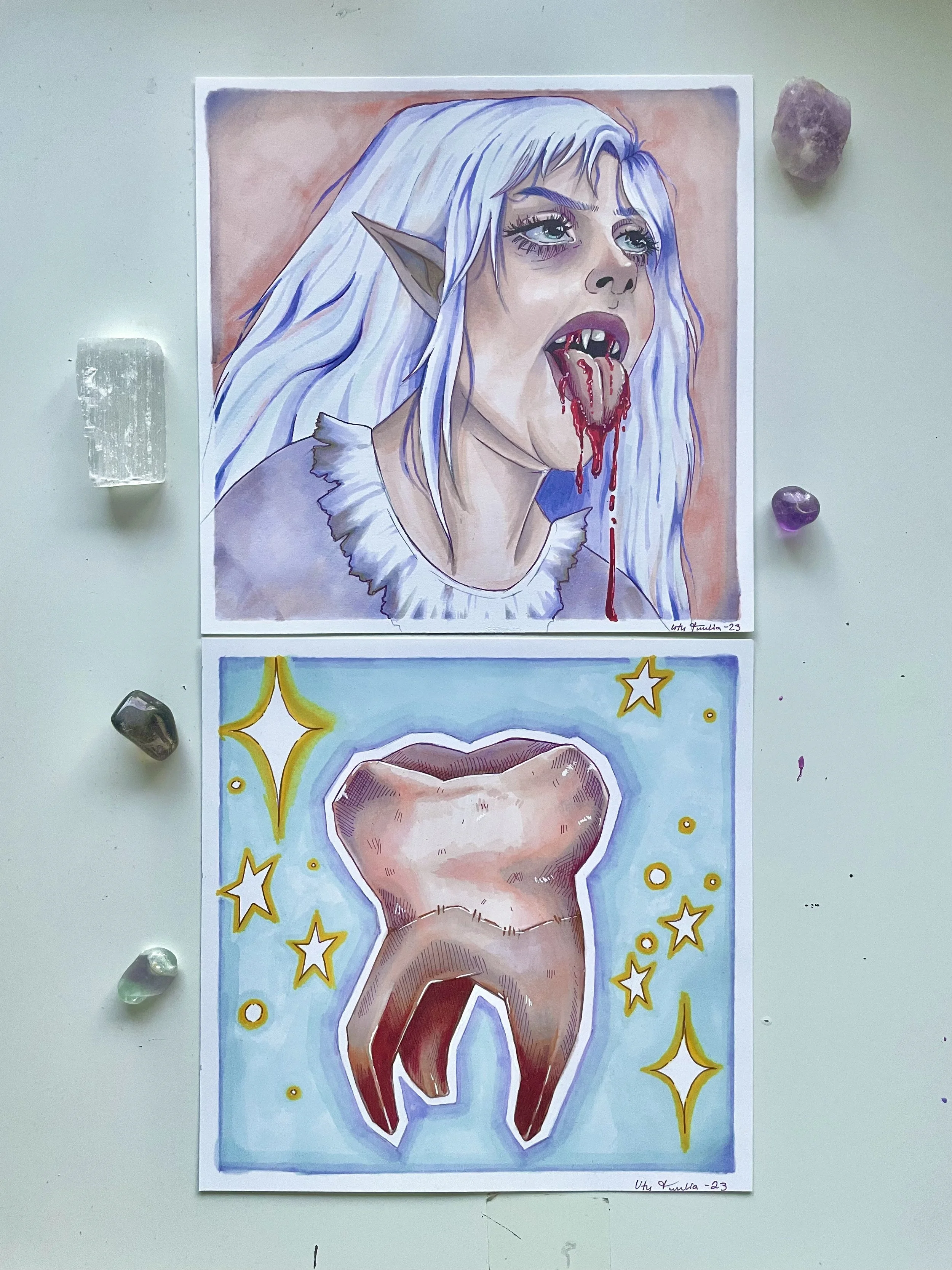 "toothfairy", 20 cm x 20 cm/drawing, marker on paper