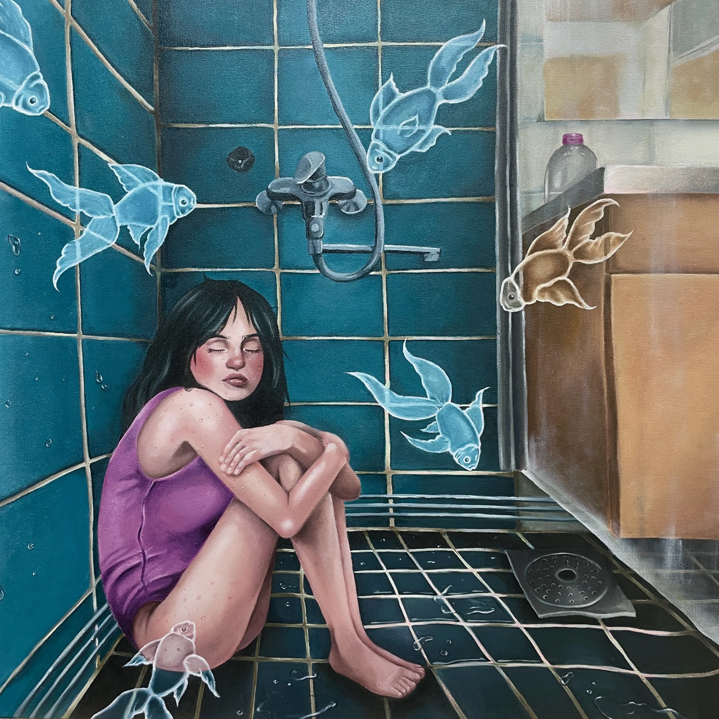 "i never learned how to swim", 75 cm x 75 cm, oil on canvas