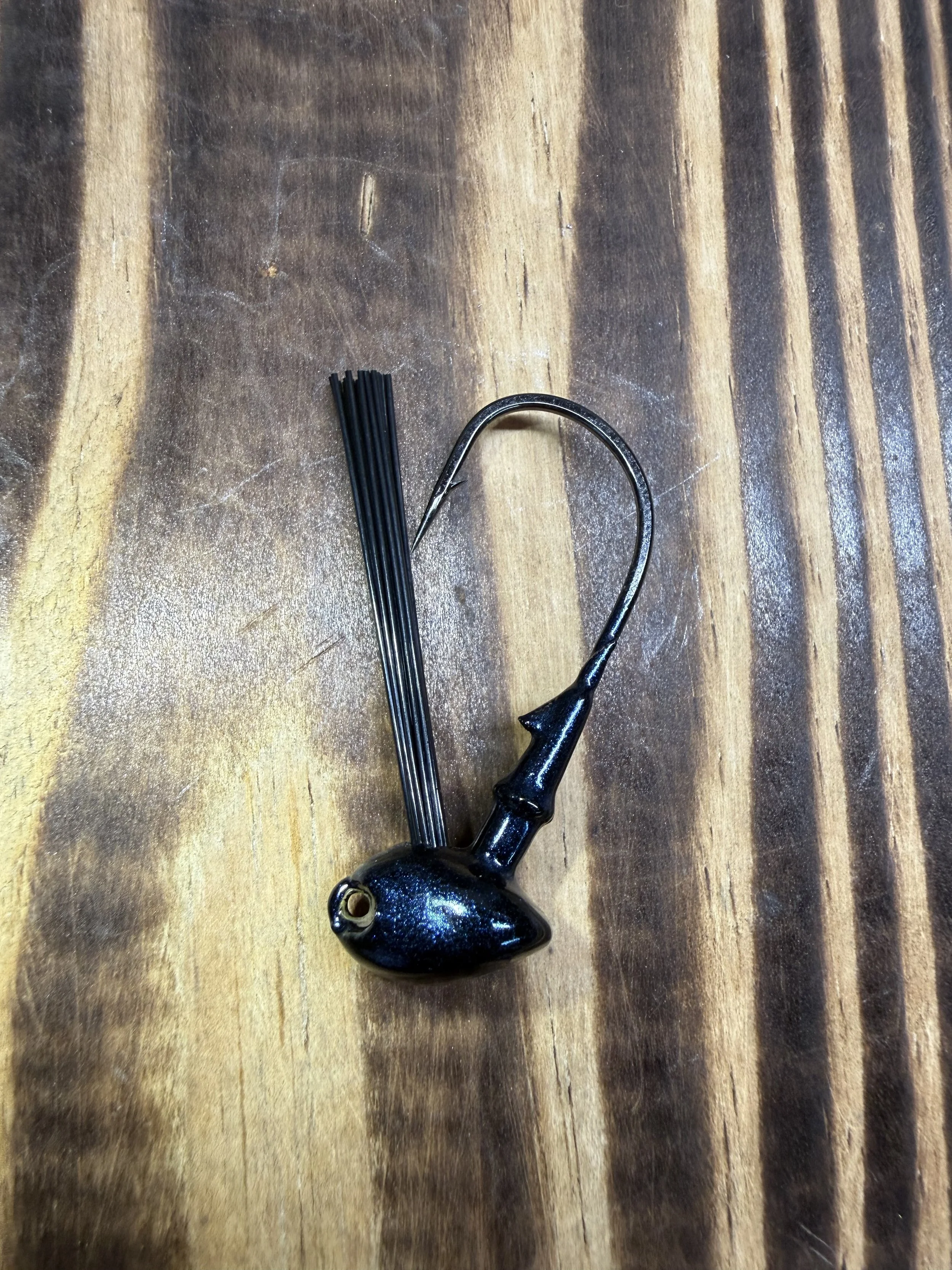 Painted brush jig head (Black and Blue)