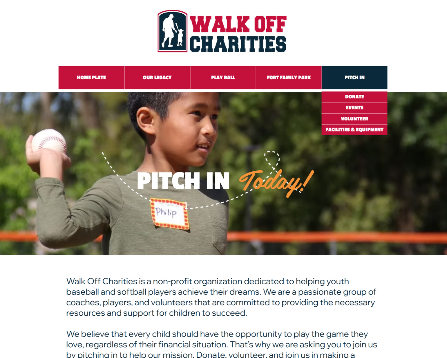 Walk Off Charities Pitch In Page