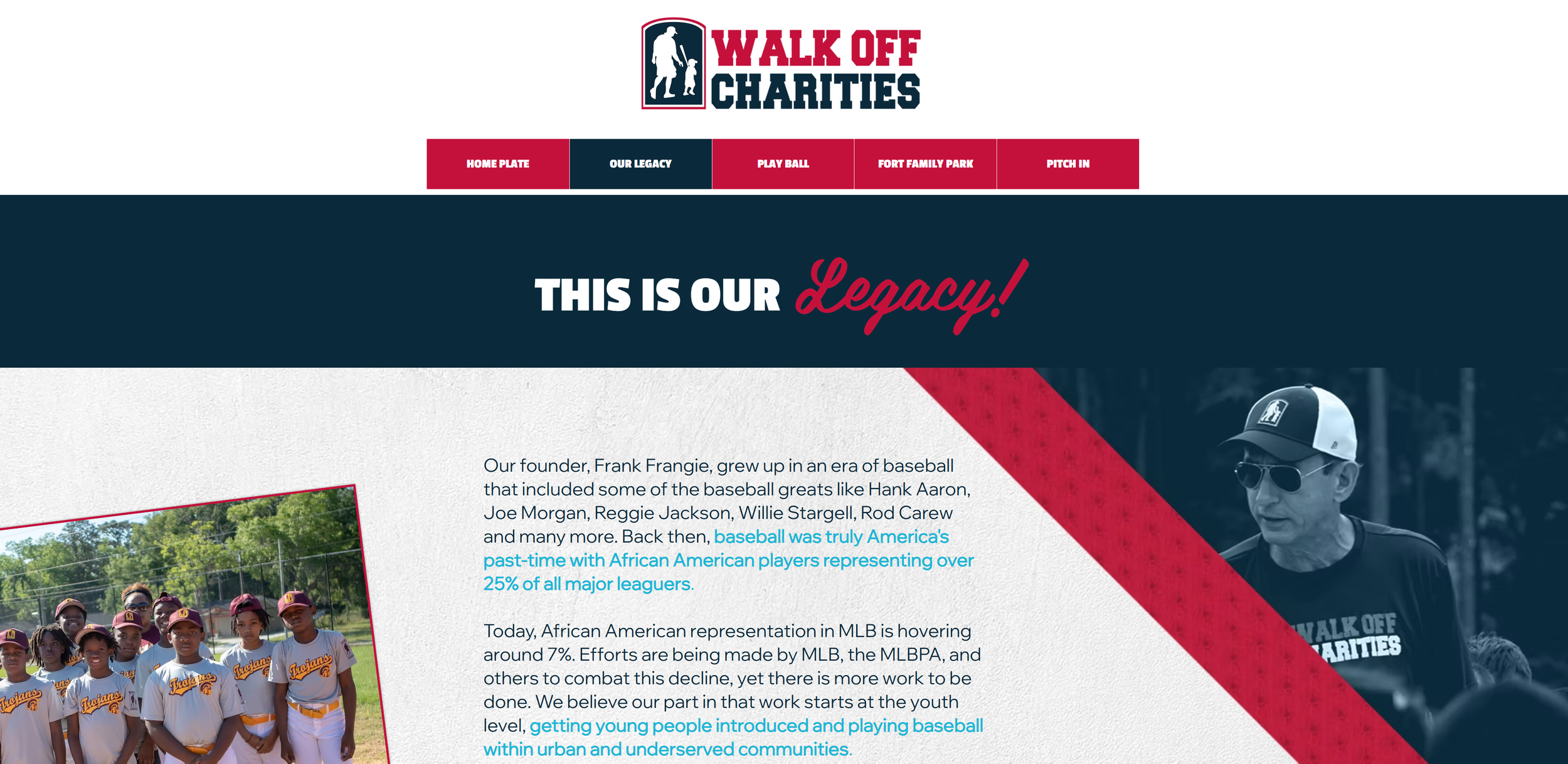 Walk Off Charities Our Legacy Landing Page