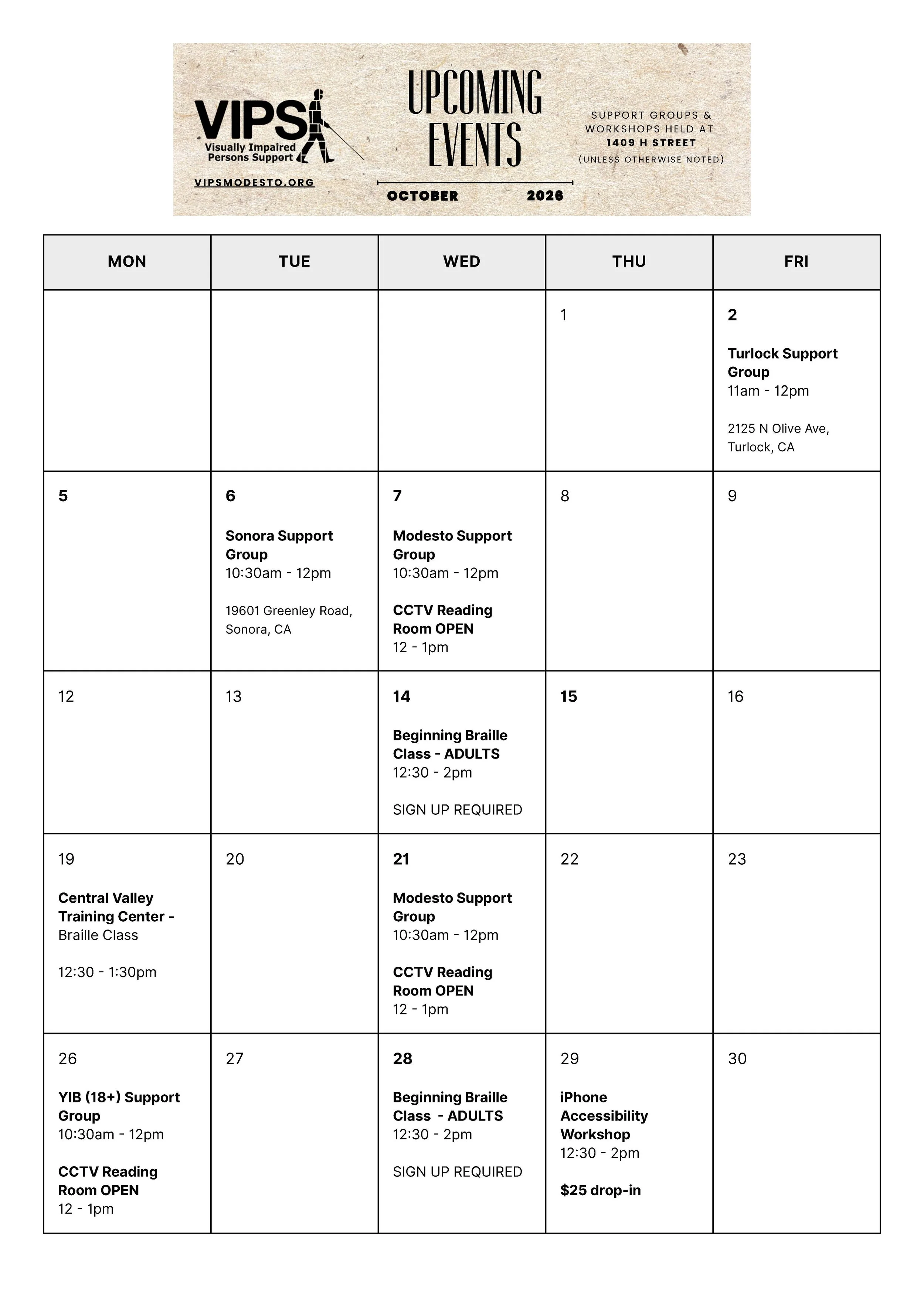 🍂 October Events at VIPS