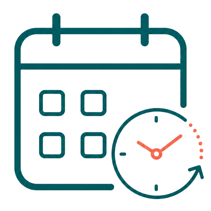 Calendar with a clock overlay indicating scheduling or time management.
