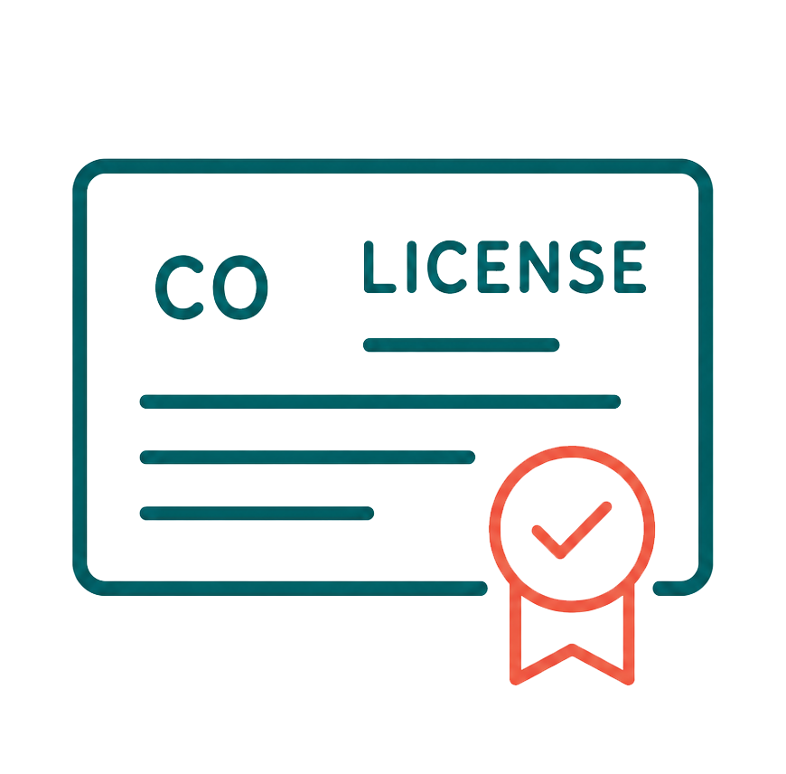 A digital illustration of a driver's license with a red verification stamp
