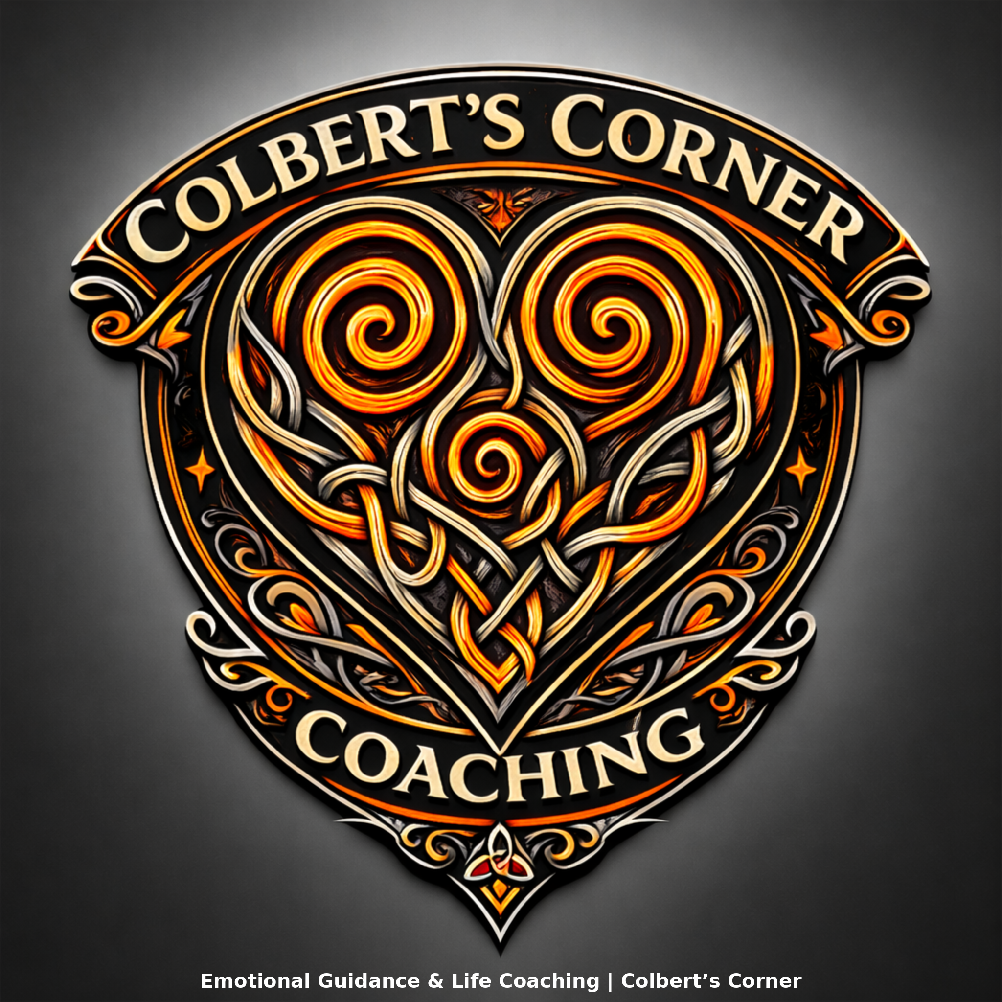 Colbert’s Corner Coaching logo featuring a heart design symbolizing emotional guidance and life coaching through the Resonant Path framework