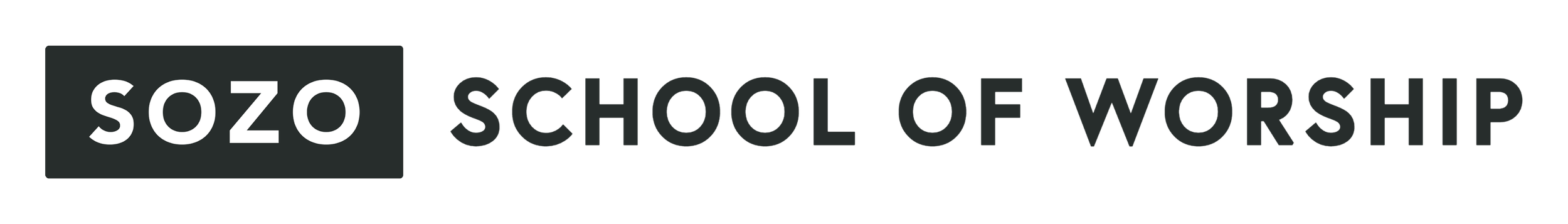 SOZO School of Worship logo with black and gray text.