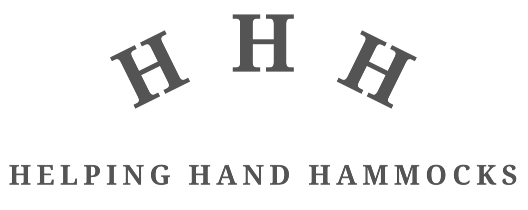Logo with the word 'H H H' above a curved line, and the phrase 'Helping Hand Hammocks' below, separated by horizontal lines.