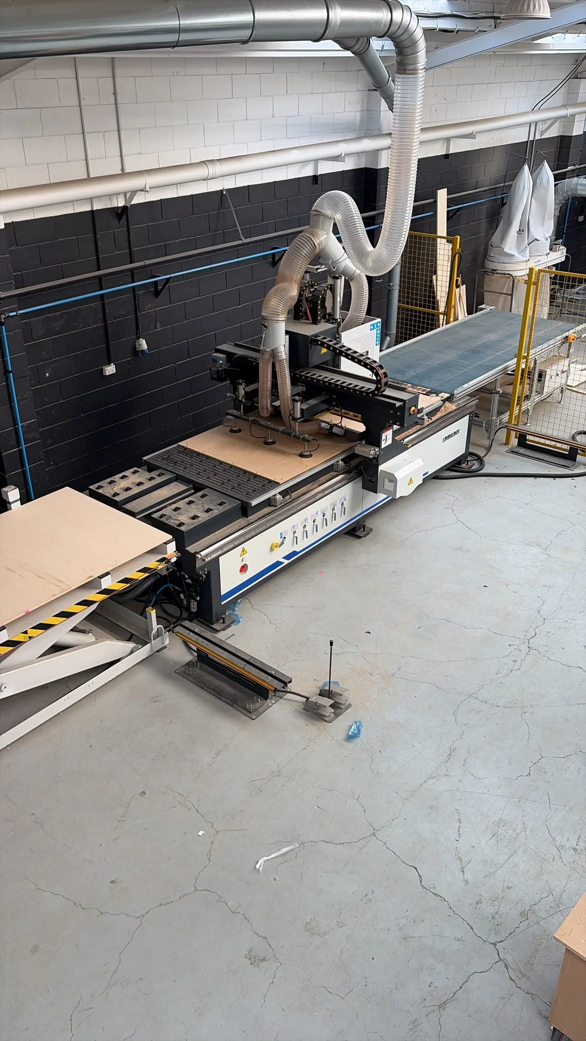 CNC routing machine at the Form & Finish workshop, Onehunga, used for precision cutting and shaping of timber and board materials.
