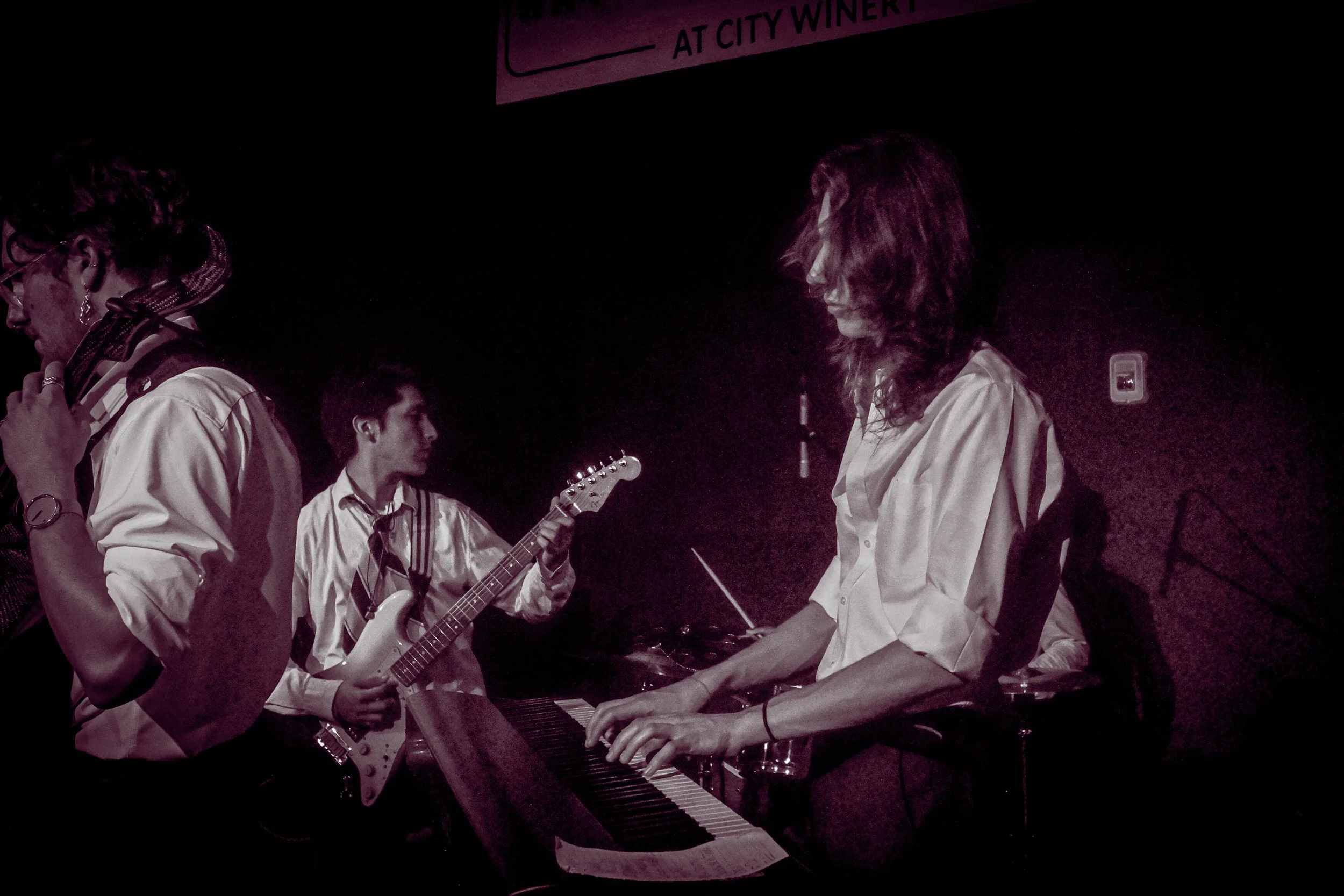 James playing piano with Emily and The Galaxy