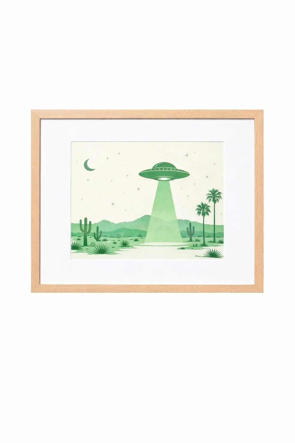 Green Desert UFO Print — 8x10 Art Print in 11x14 Frame — Minimal Desert Wall Art