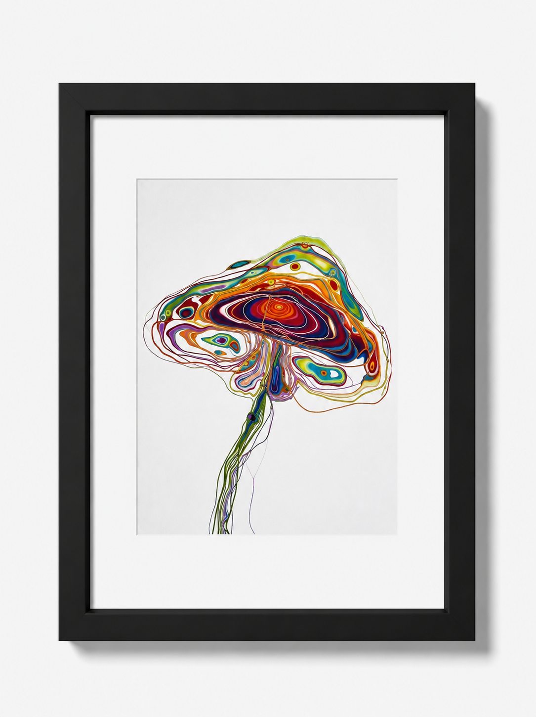 Psychedelic Rainbow Mushroom | Black Frame
