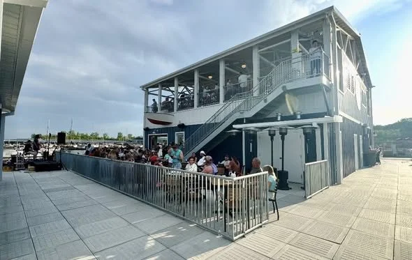 The Soggy Frog Marina Bar Exterior view from the marina dock
