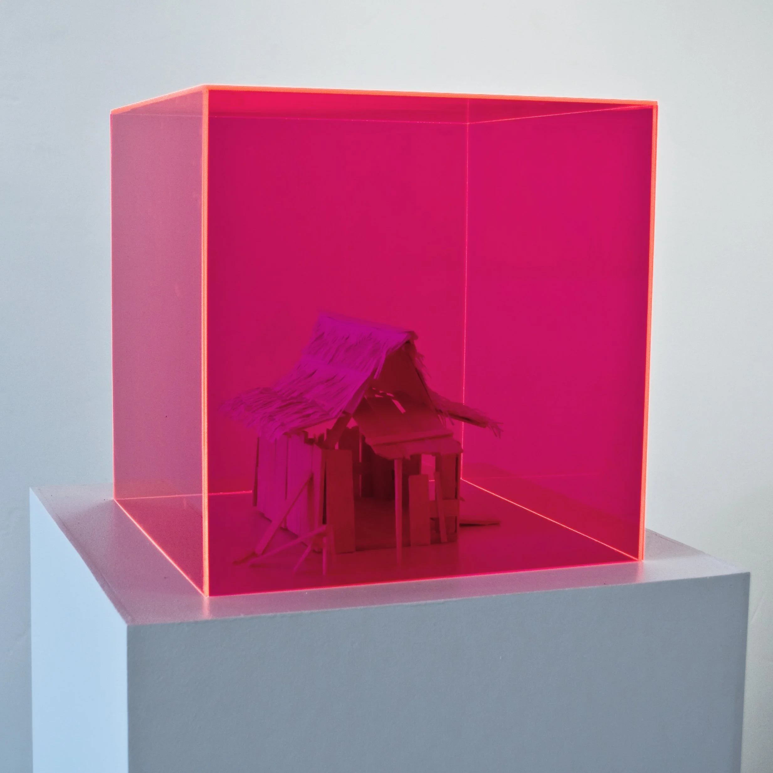 'Influential Pigment I' Fluorecent plexiglass, balsa wood and archival paper
12in x 12in x 12in 2011