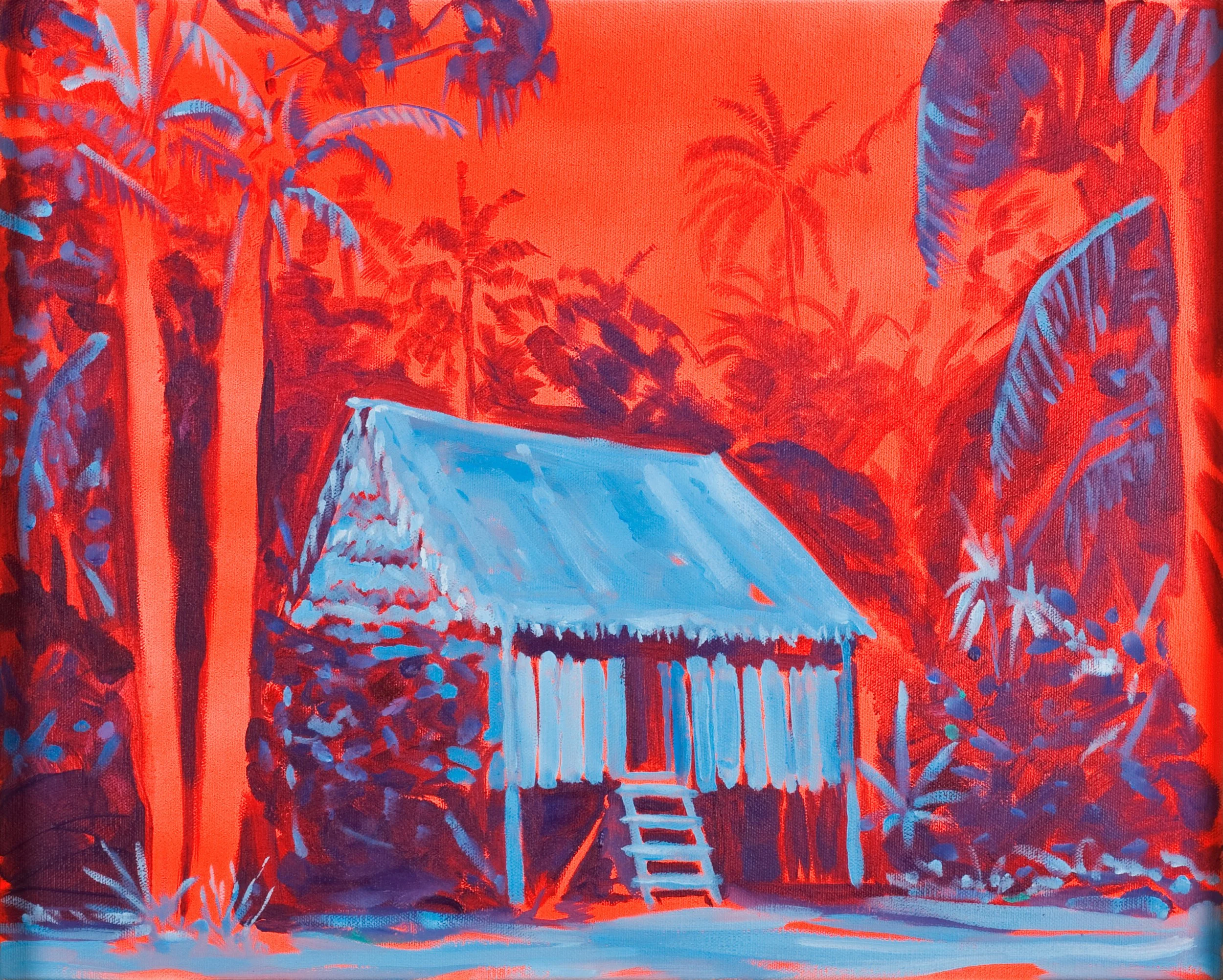 'Blue Shelter' Oil and fluorescent enamel on canvas 24" x 30" 2011