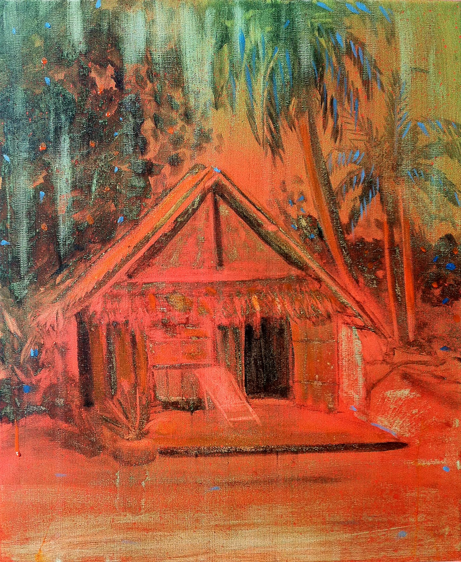 'Refulgence' Oil, fluorescent enamel and spray paint on canvas 20" x 16" 2011