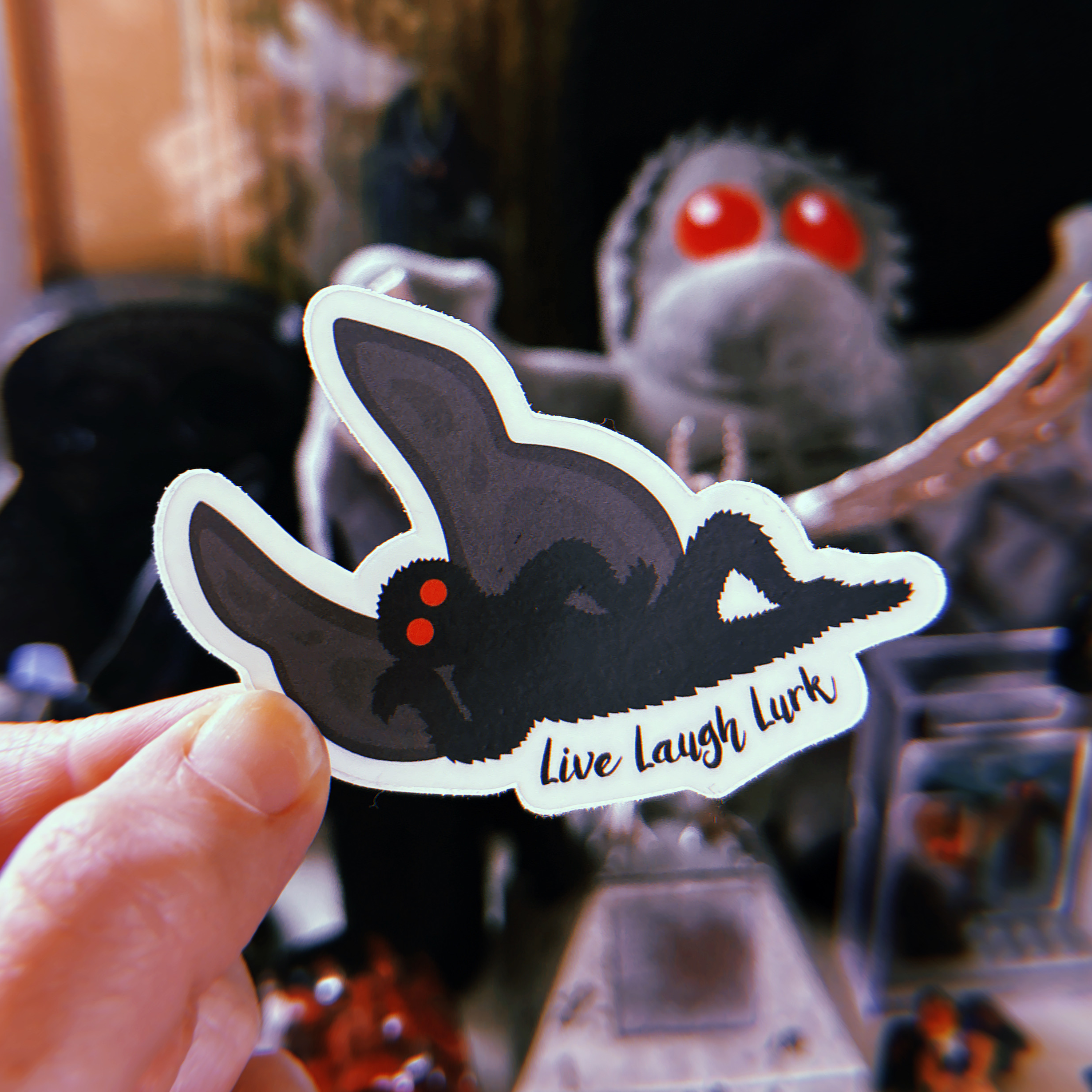 Mothman Live Laugh Lurk original sticker