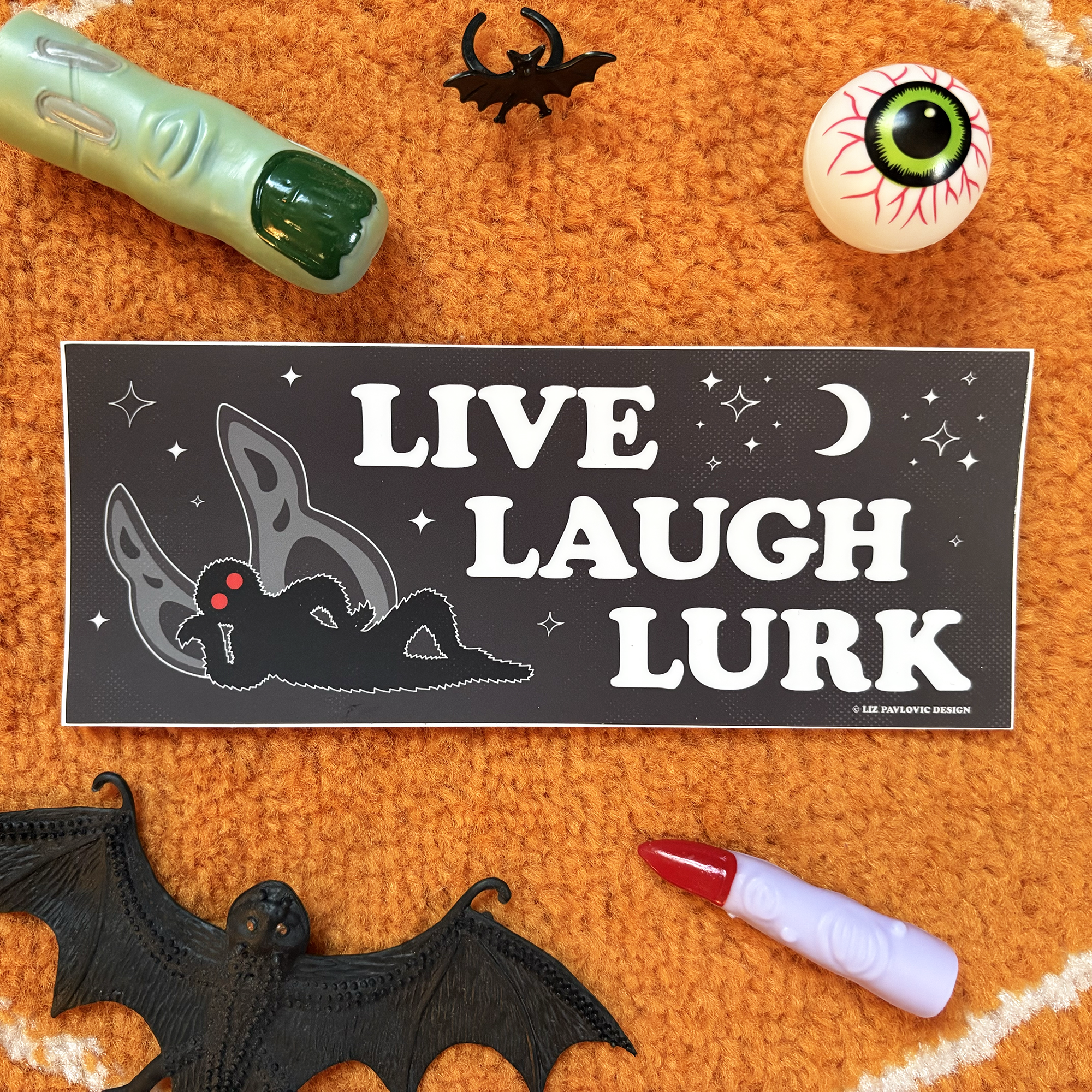 Mothman Live Laugh Lurk bumper sticker