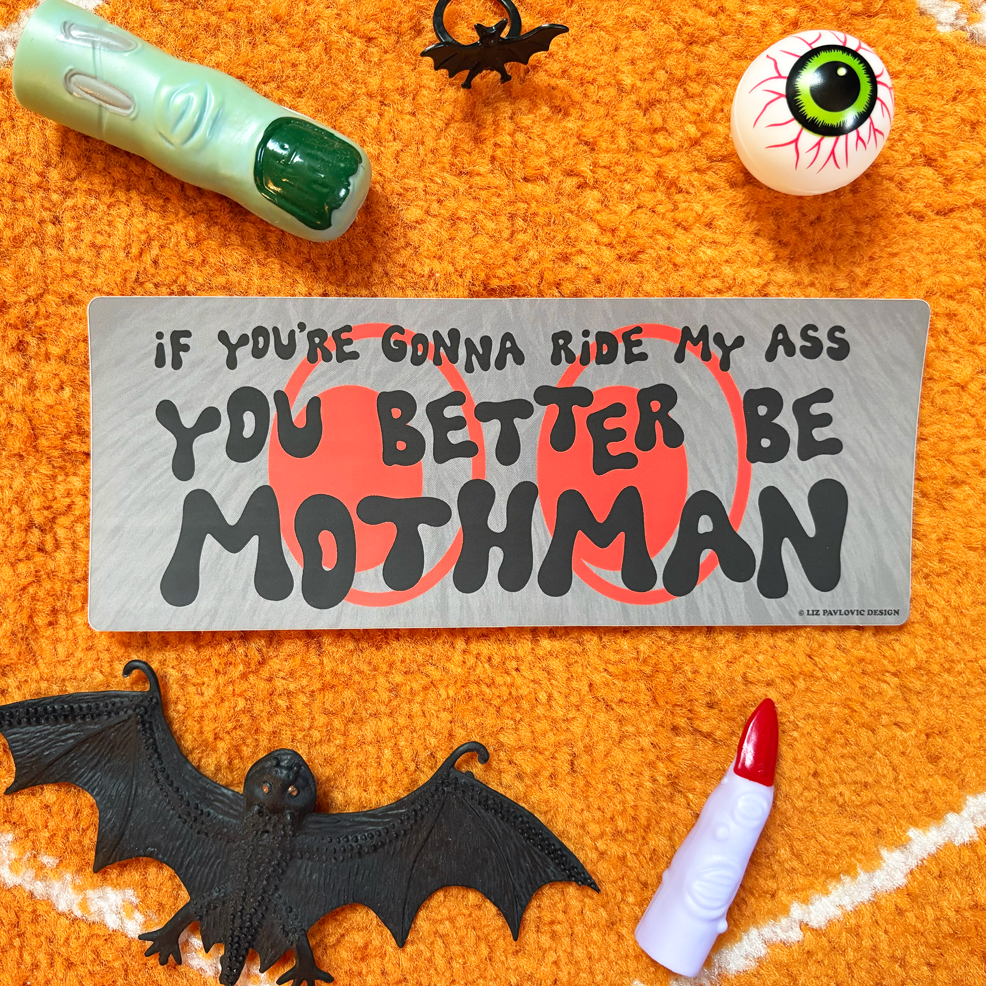 mothman ride my ass bumper sticker 1.png