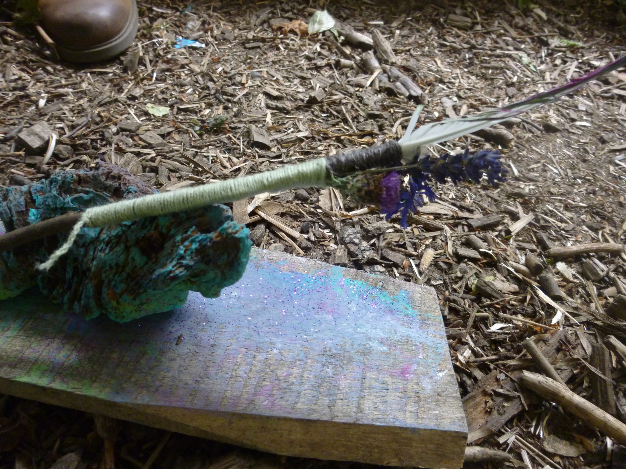 Northern lights inspired log geode and magical wand