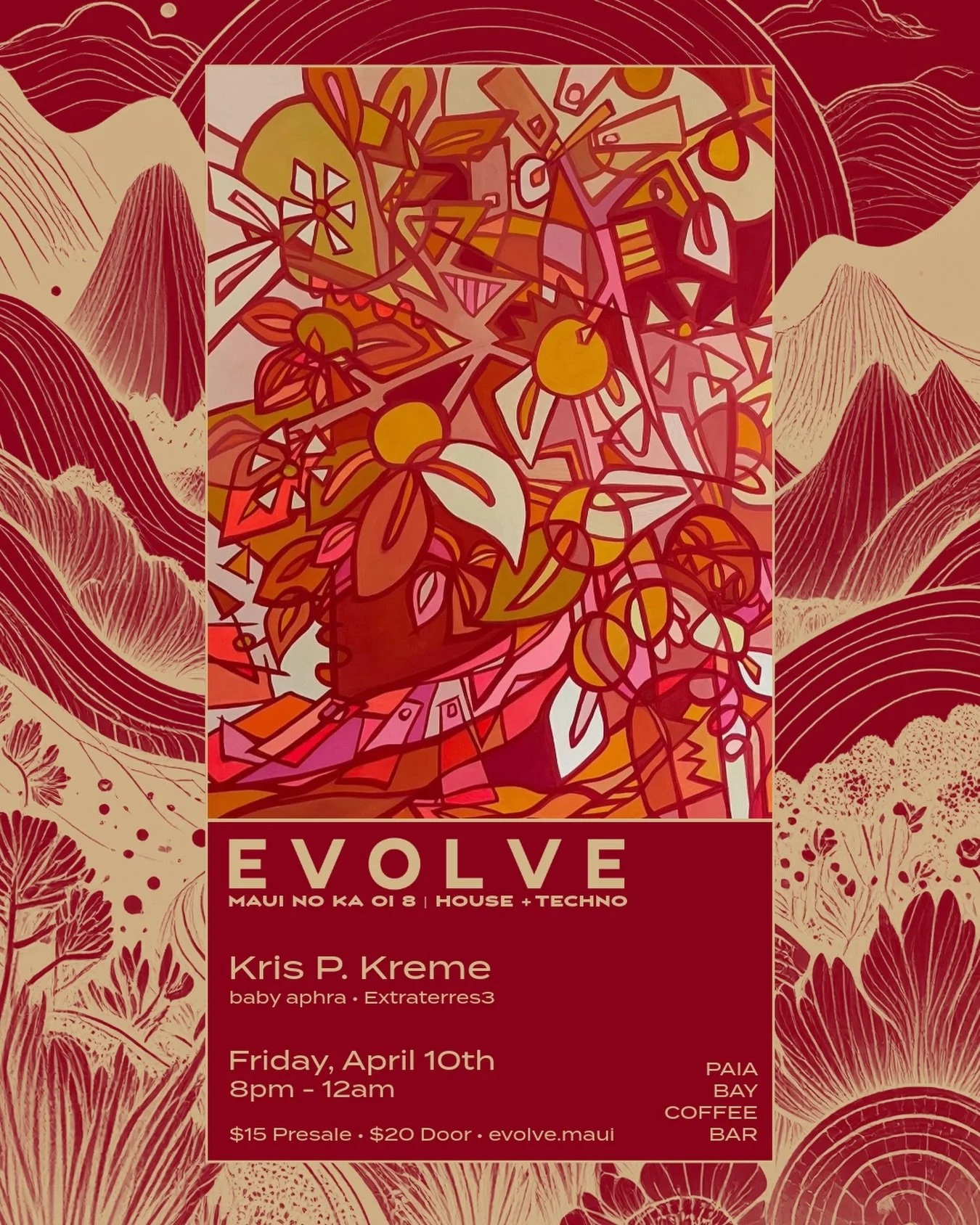 MAUI NO KA OI: VOL. 8 🌴🔊

Vol. 8 is here with EVOLVE boss @krispkreme.music back with another headline set. On direct support we got @babyaphramusic bringing fresh beat and @extraterres3__ making his EVOLVE debut with an intergalactic set

Grab you