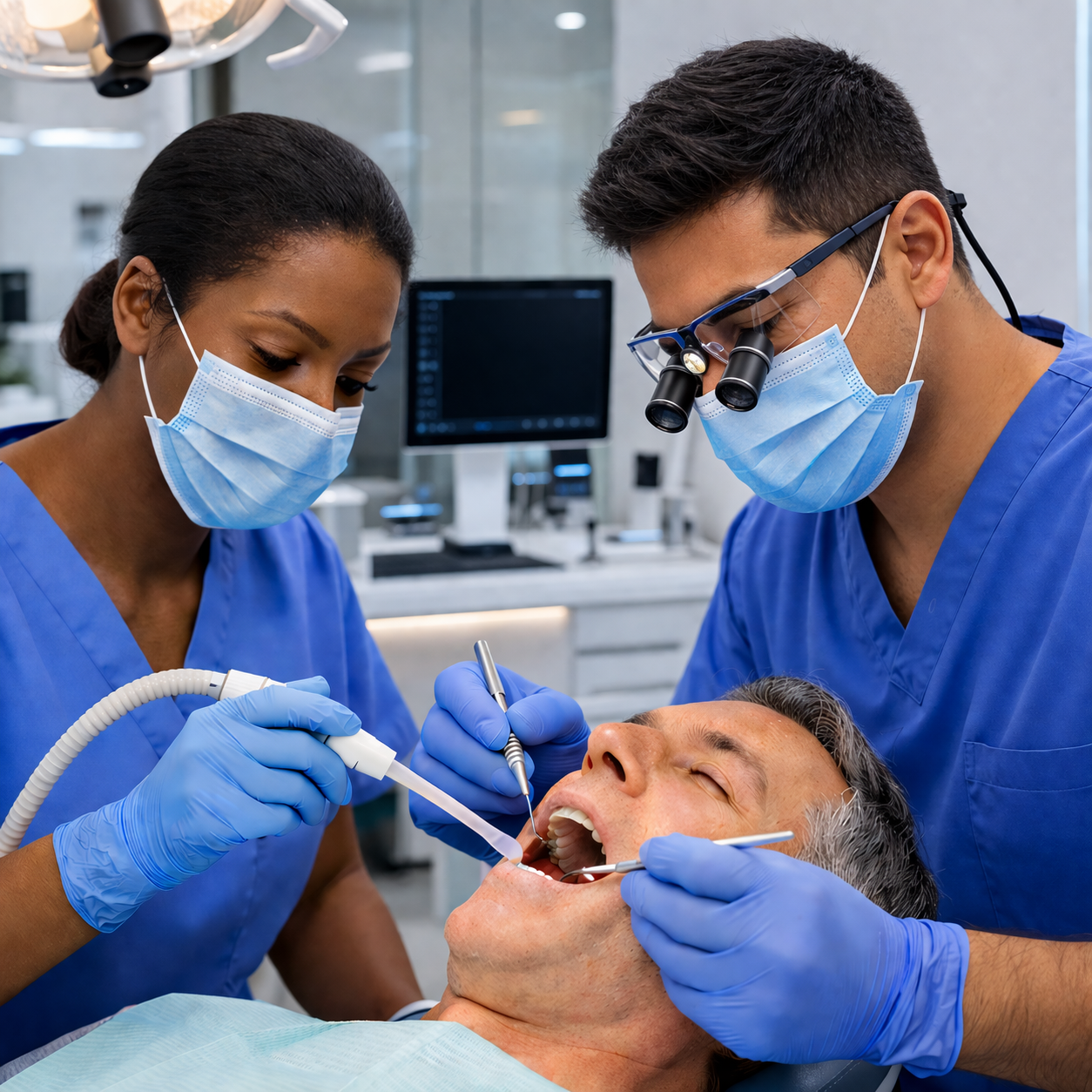 Experienced locum dental nurse supporting dentist in Hertfordshire surgery