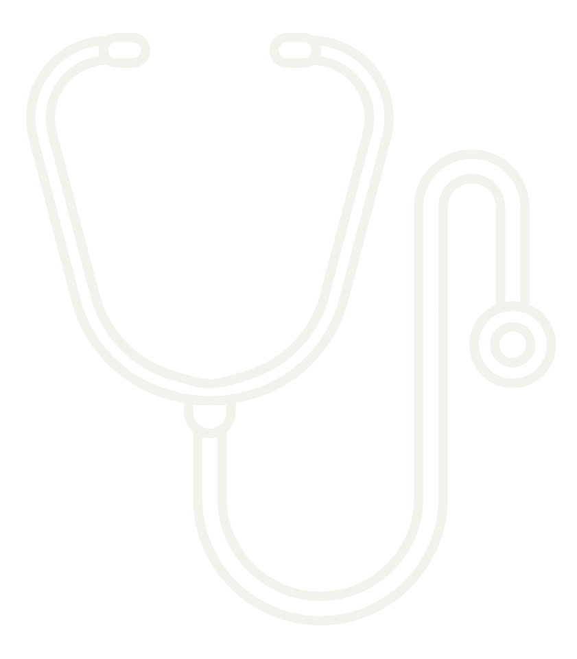 Line drawing of a stethoscope, a medical instrument used for listening to heartbeats and lung sounds.