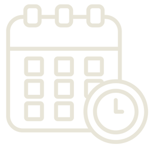 Calendar with a clock icon indicating scheduling or time management