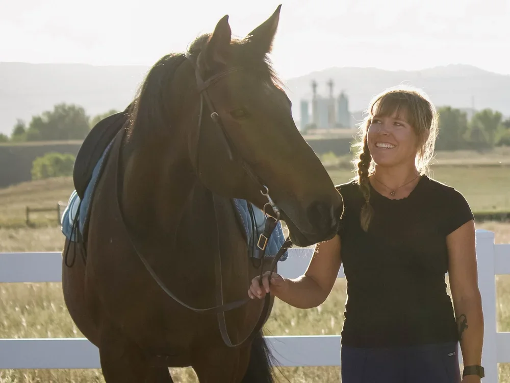 Megan Sorentino and her warmblood Aquina