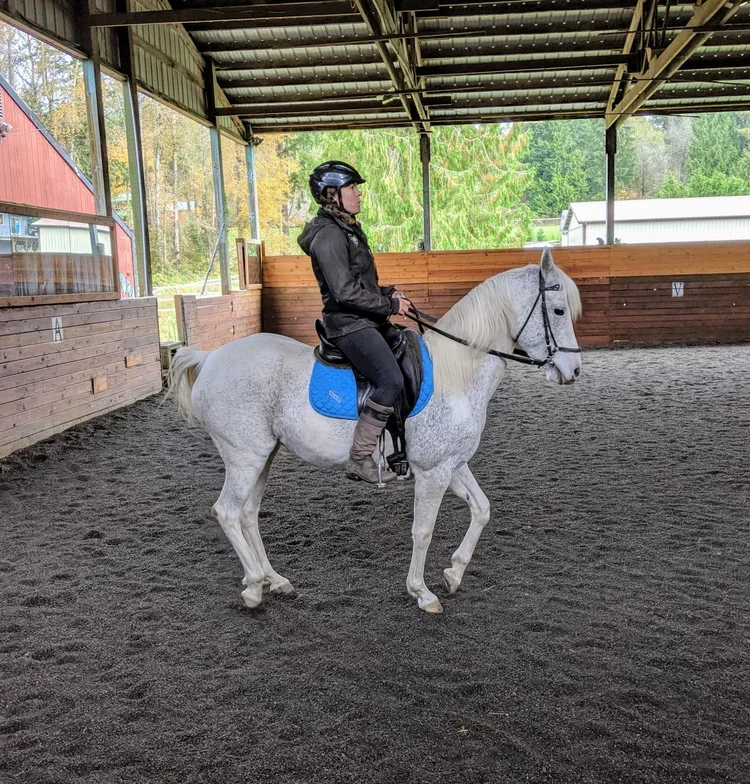 Megan Sorentino performing passage with classical dressage