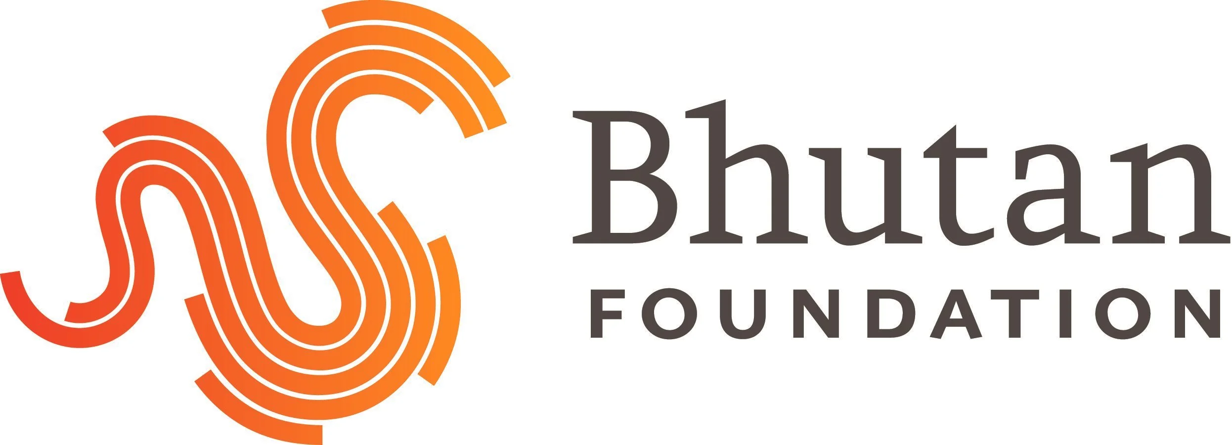 The logo of the Bhutan Foundation features stylized orange and red concentric lines forming the shape of a fingerprint, with the words 'Bhutan Foundation' in black text to the right.