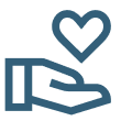 Simple line drawing of a hand with a heart above it