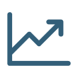 Line graph showing an upward trending arrow.