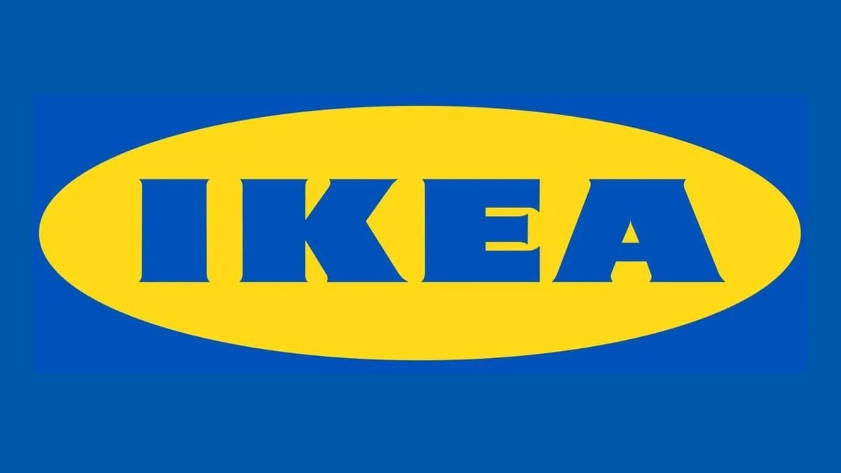 IKEA logo with blue background and yellow oval containing the word 'IKEA' in bold blue letters