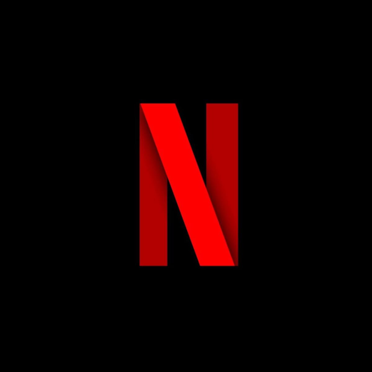 Netflix logo with a red N on a black background.