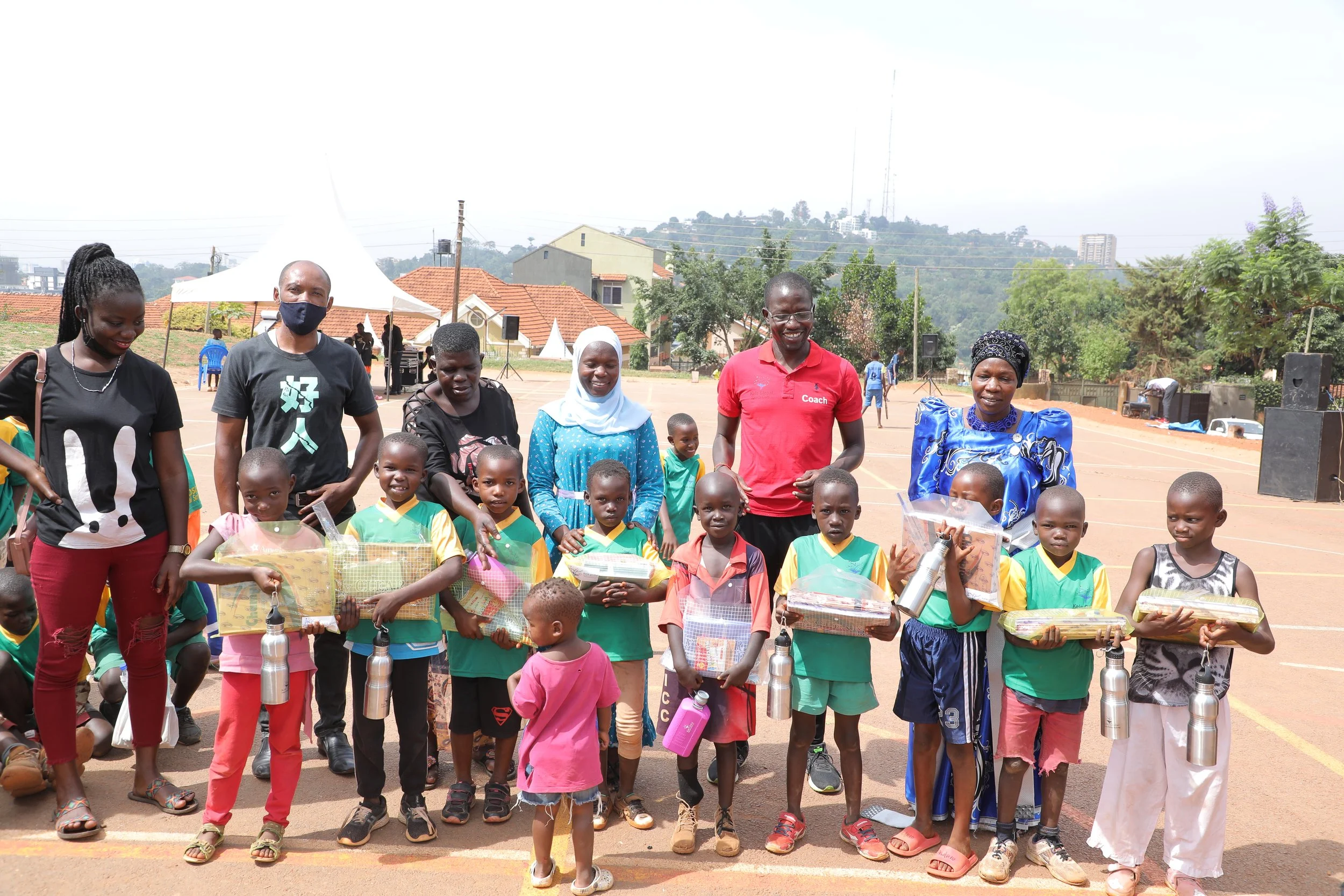 Scholastic materials distribution with a council women.JPG