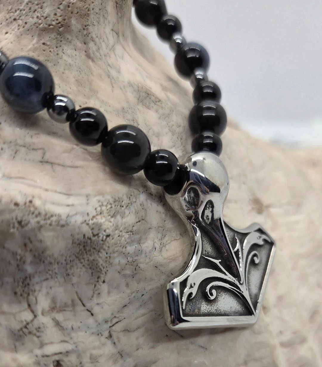 Gemstone Mjolnir Necklace