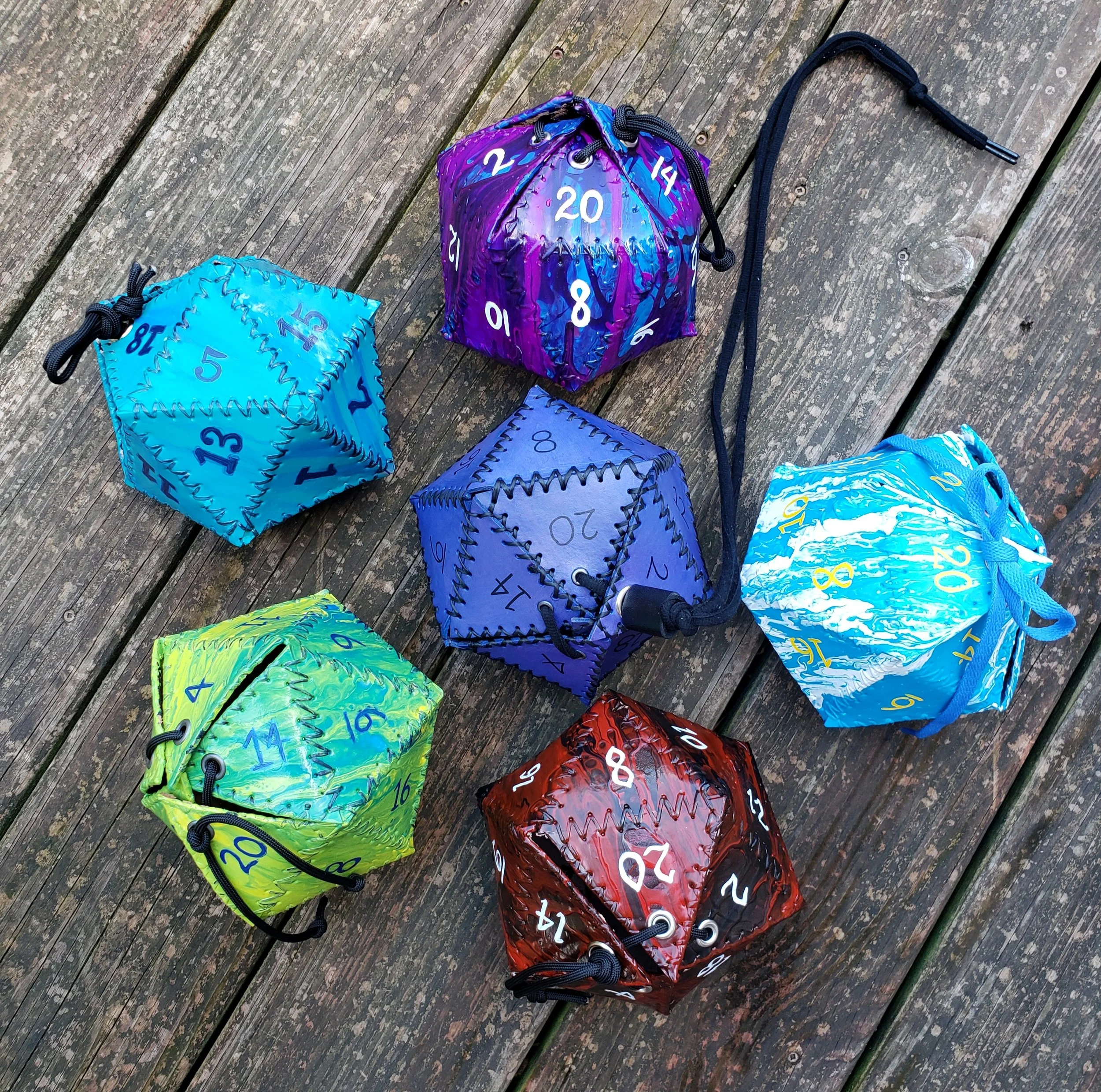 Custom Leather D20 Dice Bags