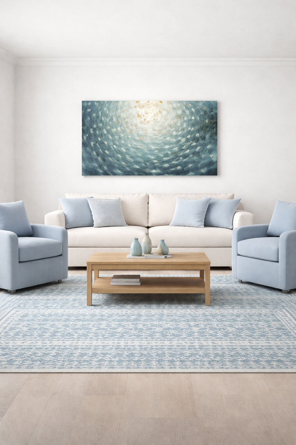 Ice Blue Living Room — Under $1,000