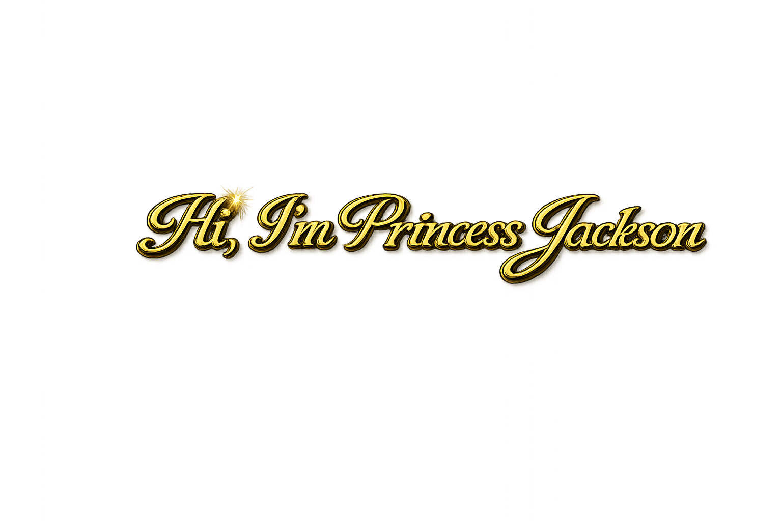Gold 3D text reading "Hi, I’m Princess Jackson" on a colorful, abstract background with bright and pastel colors.