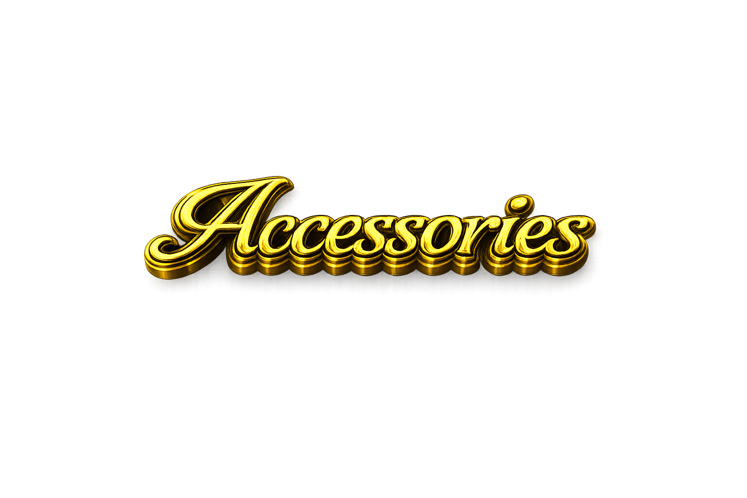 Gold neon sign with the word "Accessories" on a gray background.