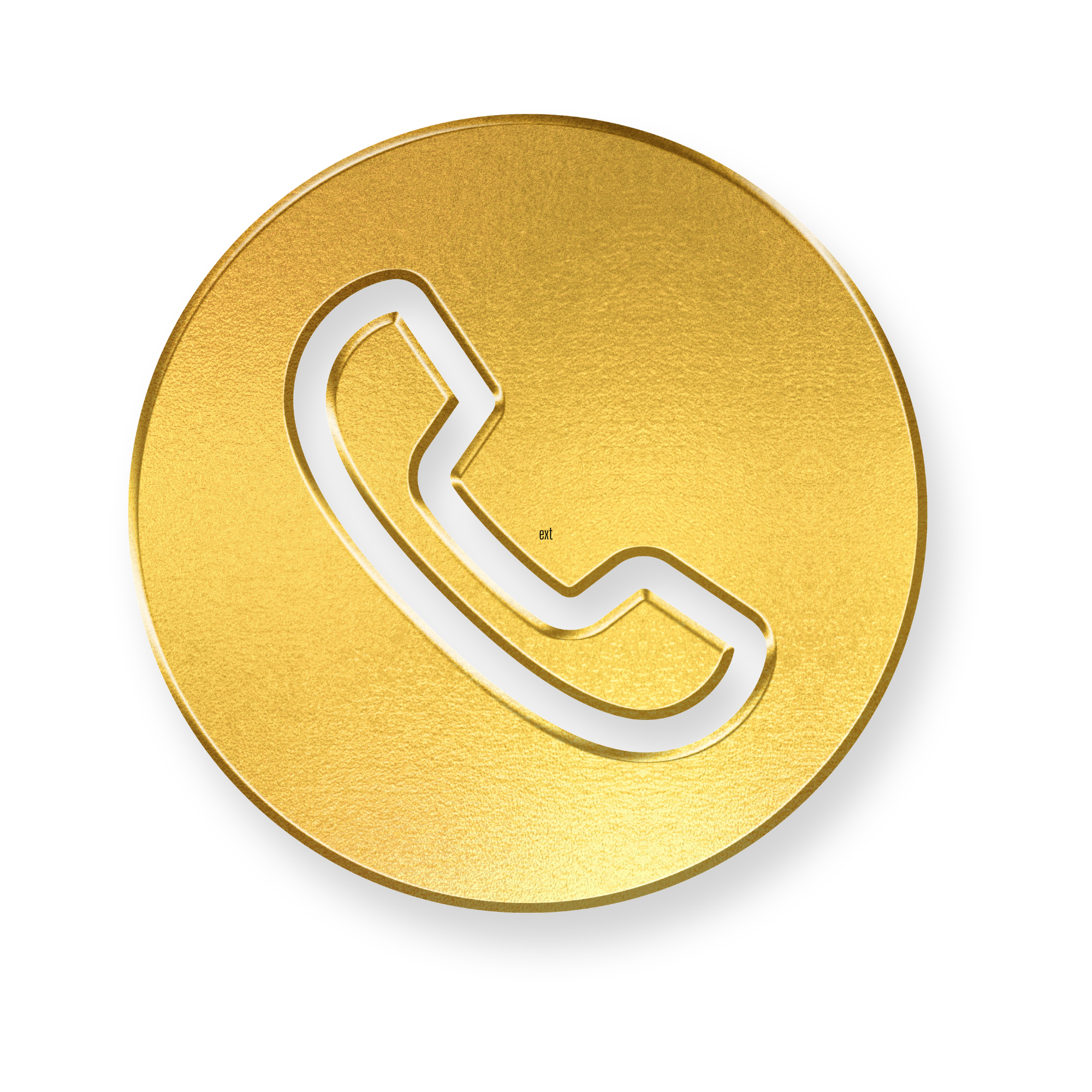Golden round icon with a black-outlined telephone receiver symbol in the center.