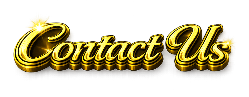 Golden 3D text that says "Contact Us" with sparkles and a black background.